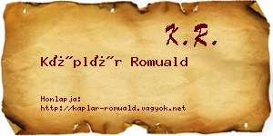 Káplár Romuald névjegykártya